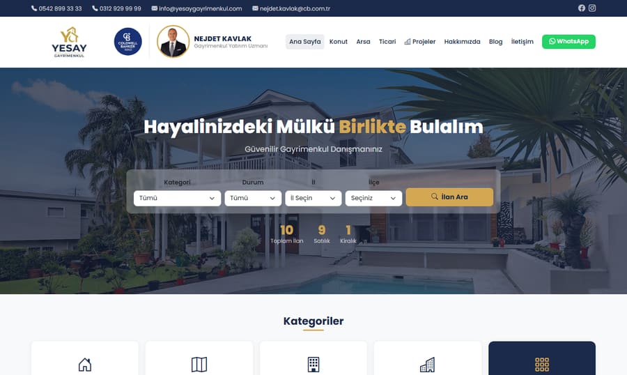 YesAy Gayrimenkul proje ekran görüntüsü